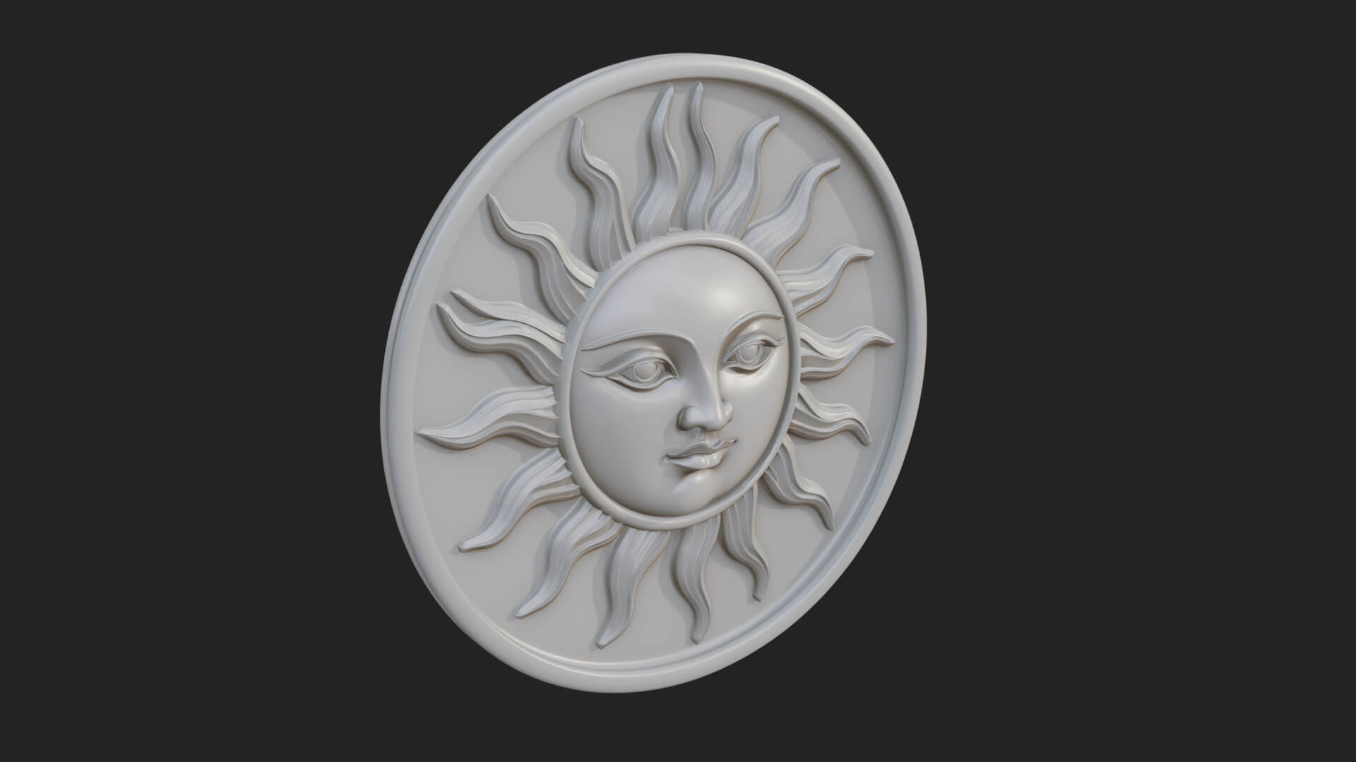 Smiling Sun Face Disc Plaque Design 3 3D Print Model 3D Model