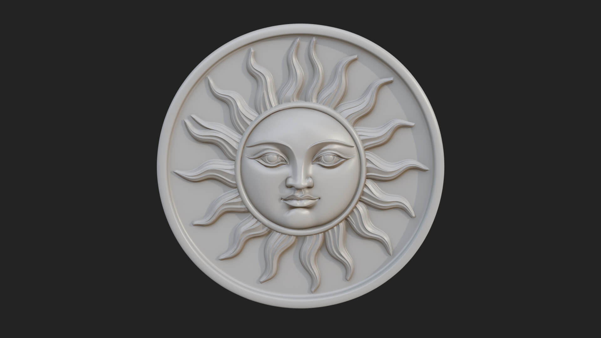 Smiling Sun Face Disc Plaque Design 3 3D Print Model 3D Model