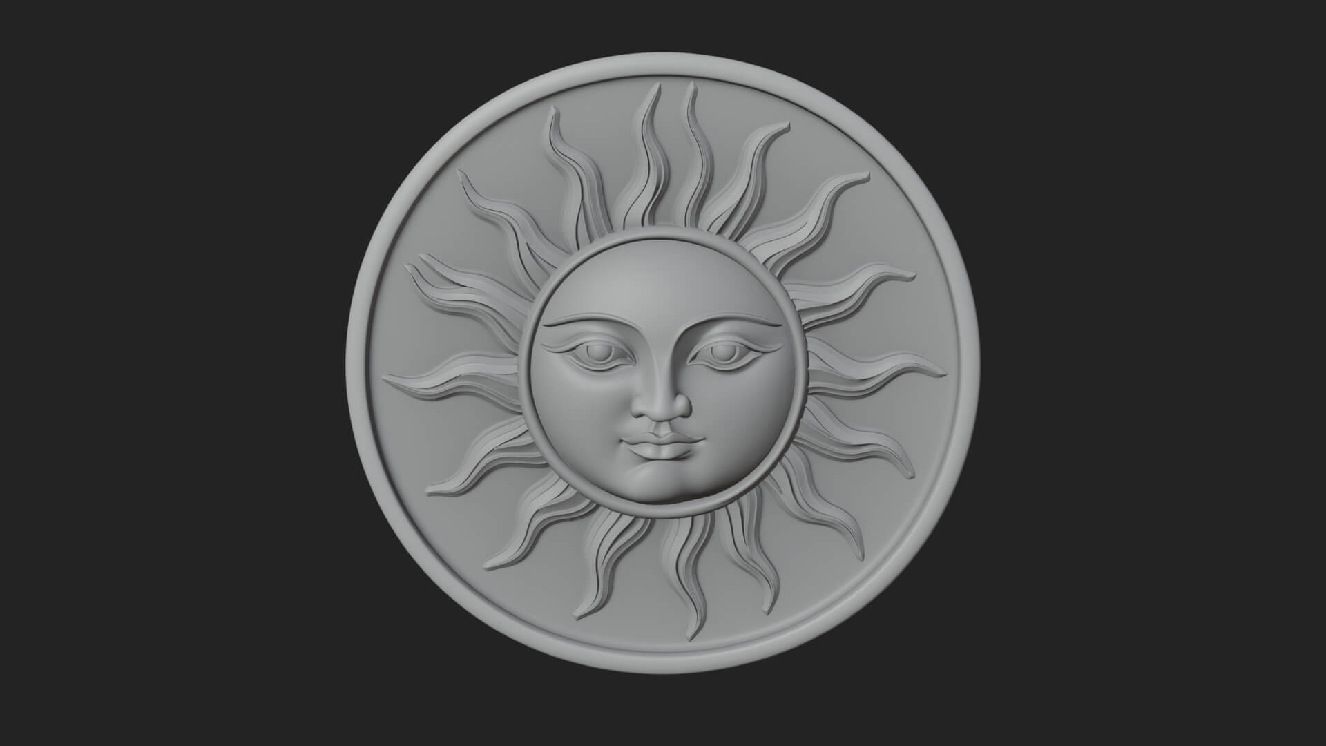 Smiling Sun Face Disc Plaque Design 3 3D Print Model 3D Model