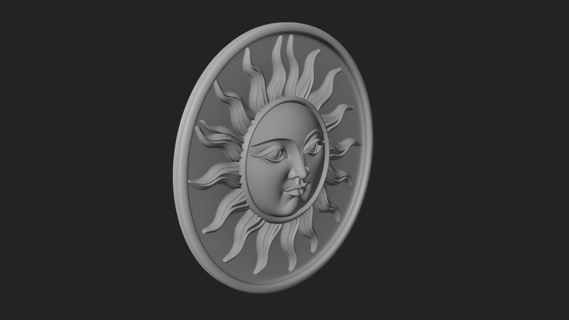 Smiling Sun Face Disc Plaque Design 3 3D Print Model 3D Model