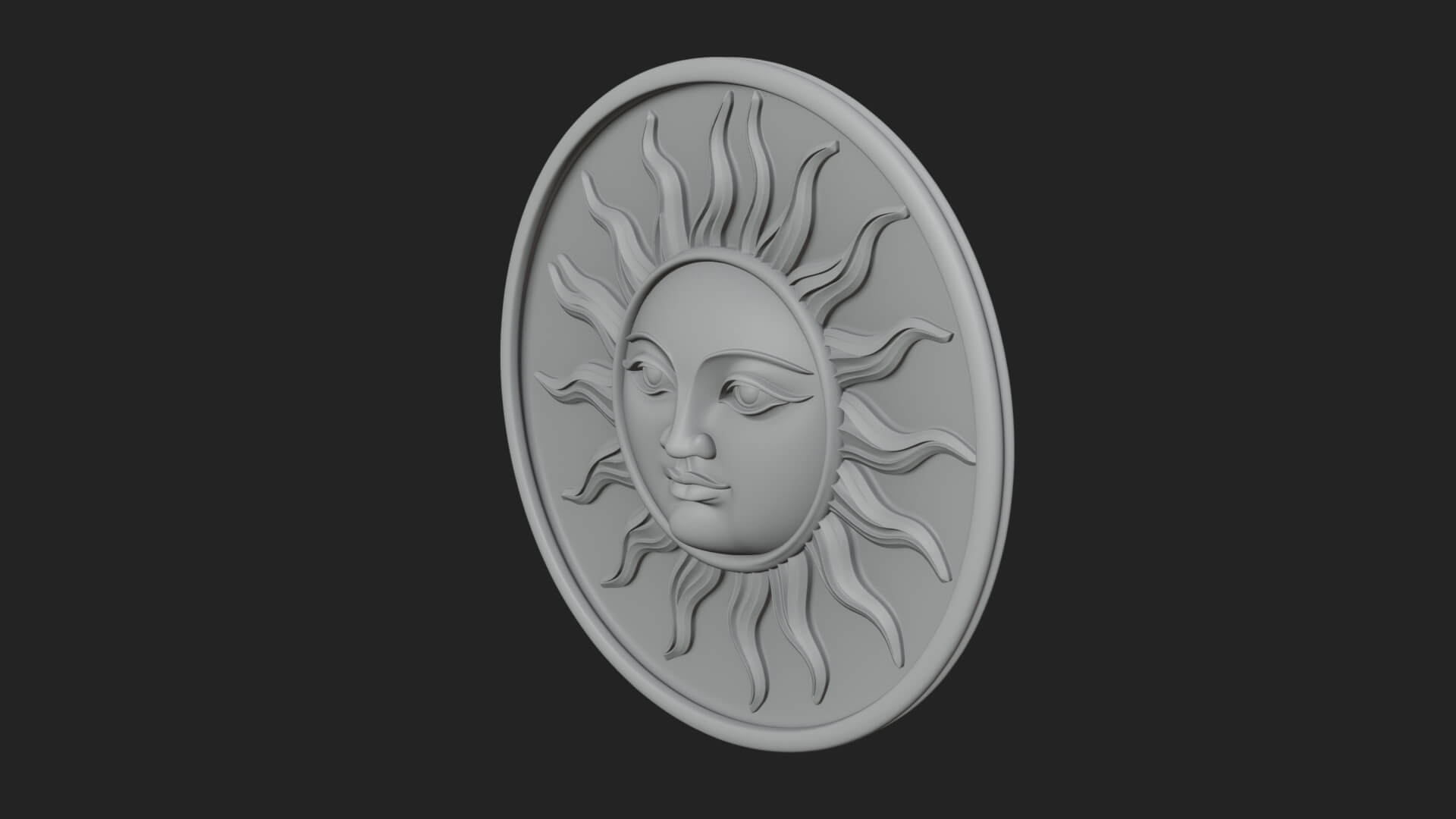 Smiling Sun Face Disc Plaque Design 3 3D Print Model 3D Model