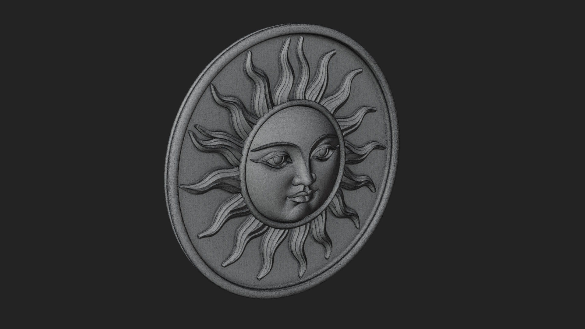 Smiling Sun Face Disc Plaque Design 3 3D Print Model 3D Model