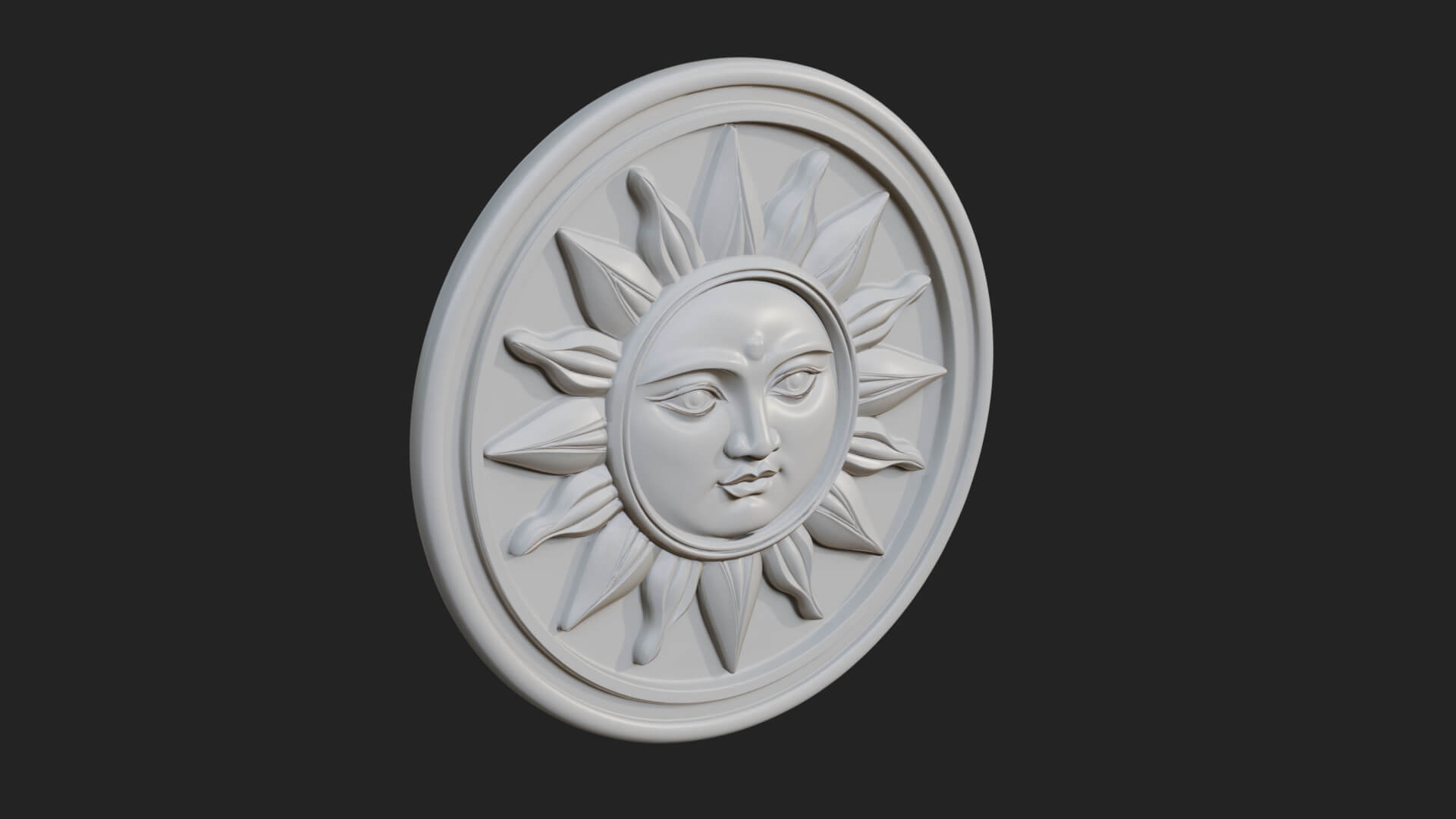 Smiling Sun Face Disc Plaque Design 4 3D Print Model 3D Model