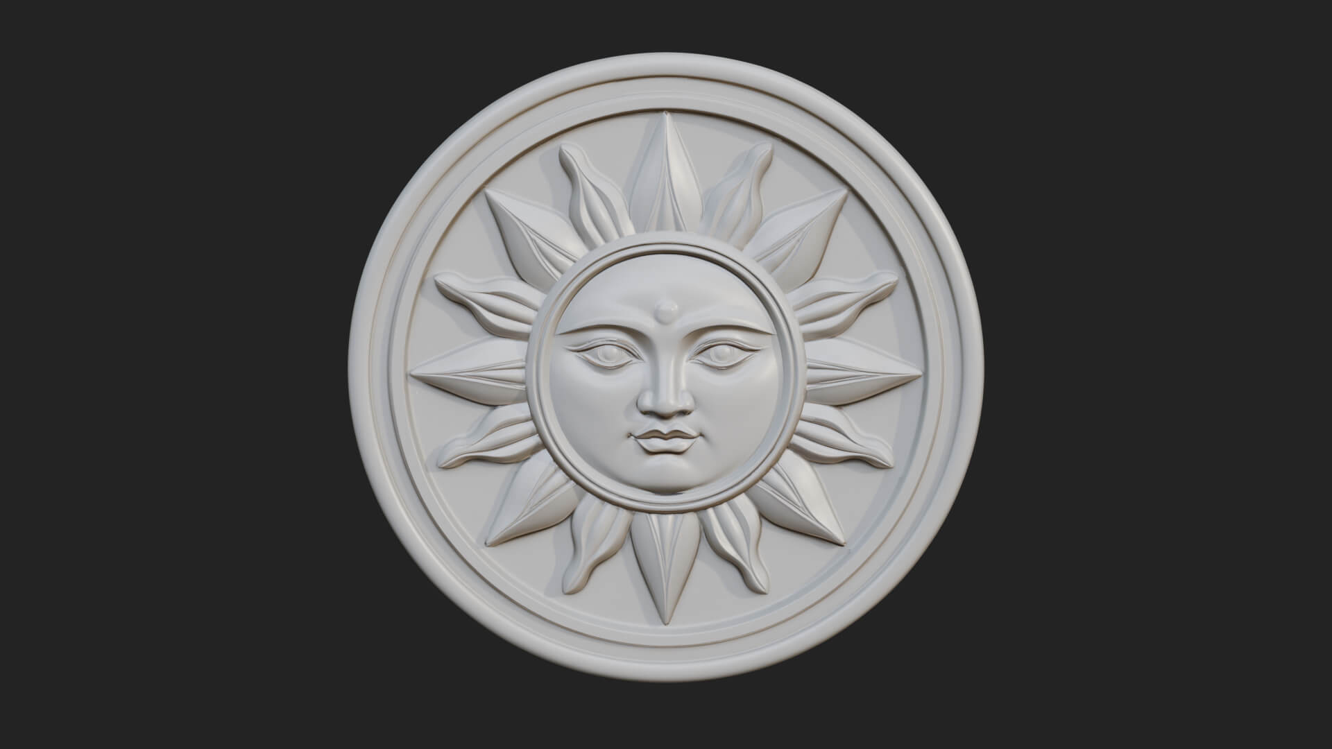 Smiling Sun Face Disc Plaque Design 4 3D Print Model 3D Model