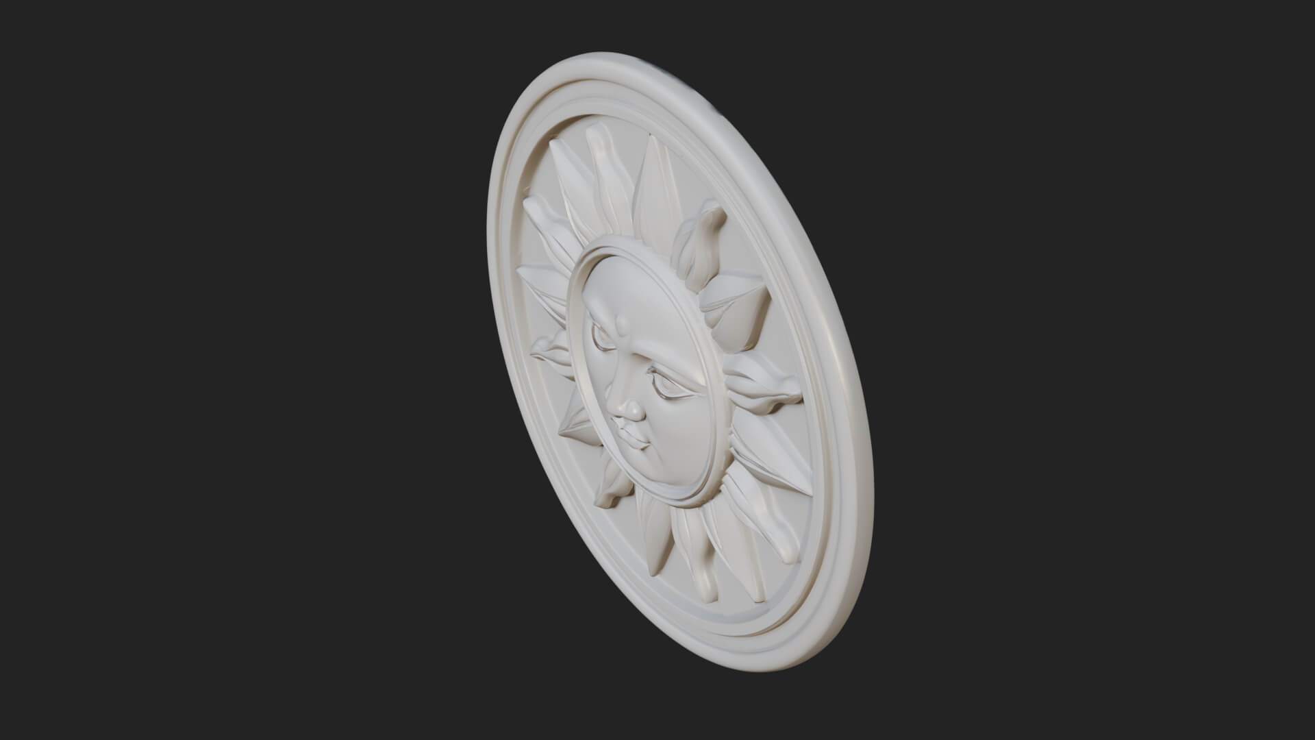 Smiling Sun Face Disc Plaque Design 4 3D Print Model 3D Model