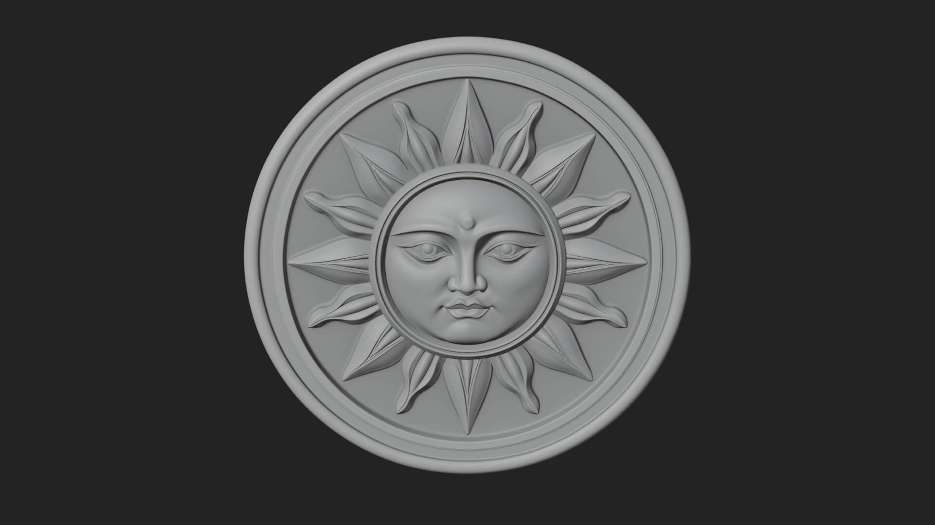 Smiling Sun Face Disc Plaque Design 4 3D Print Model 3D Model