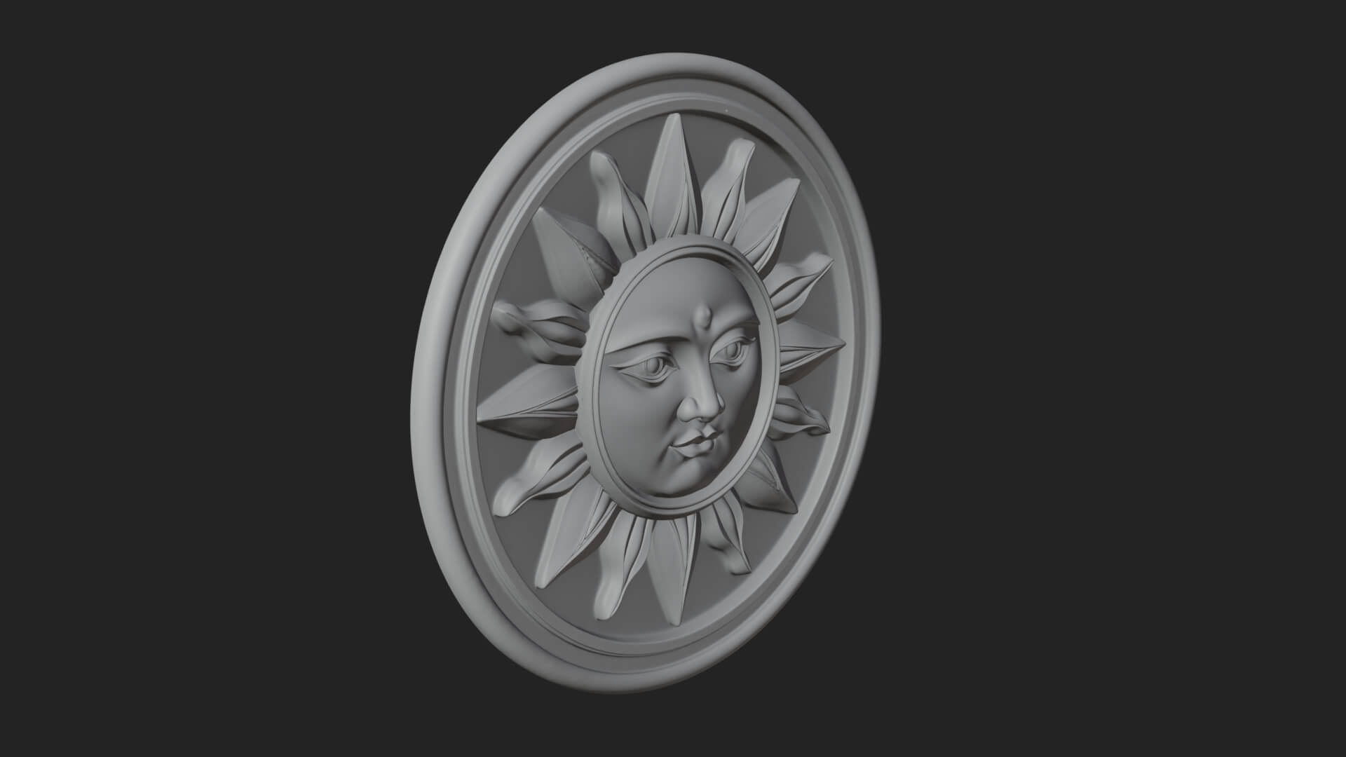 Smiling Sun Face Disc Plaque Design 4 3D Print Model 3D Model