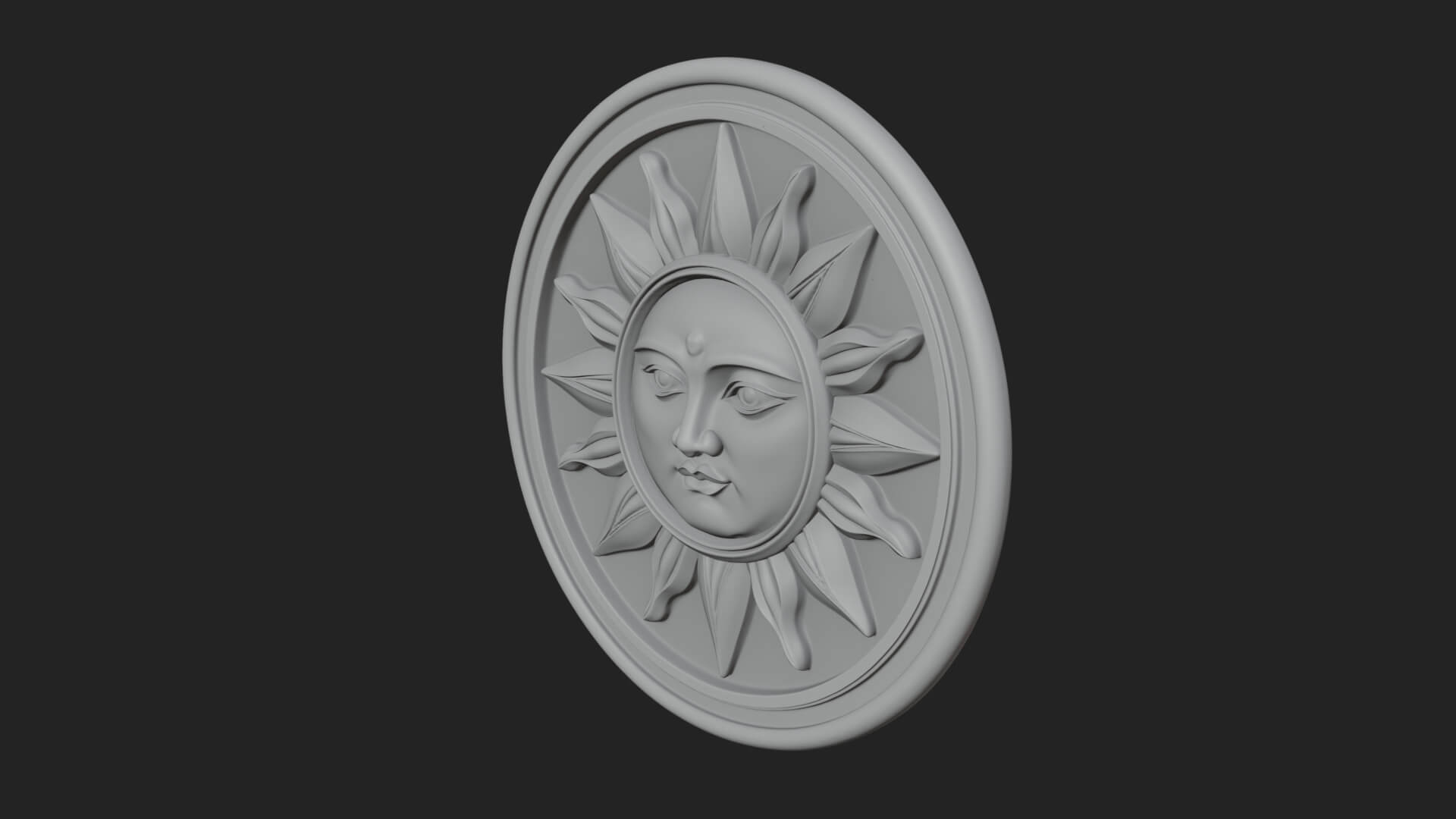 Smiling Sun Face Disc Plaque Design 4 3D Print Model 3D Model