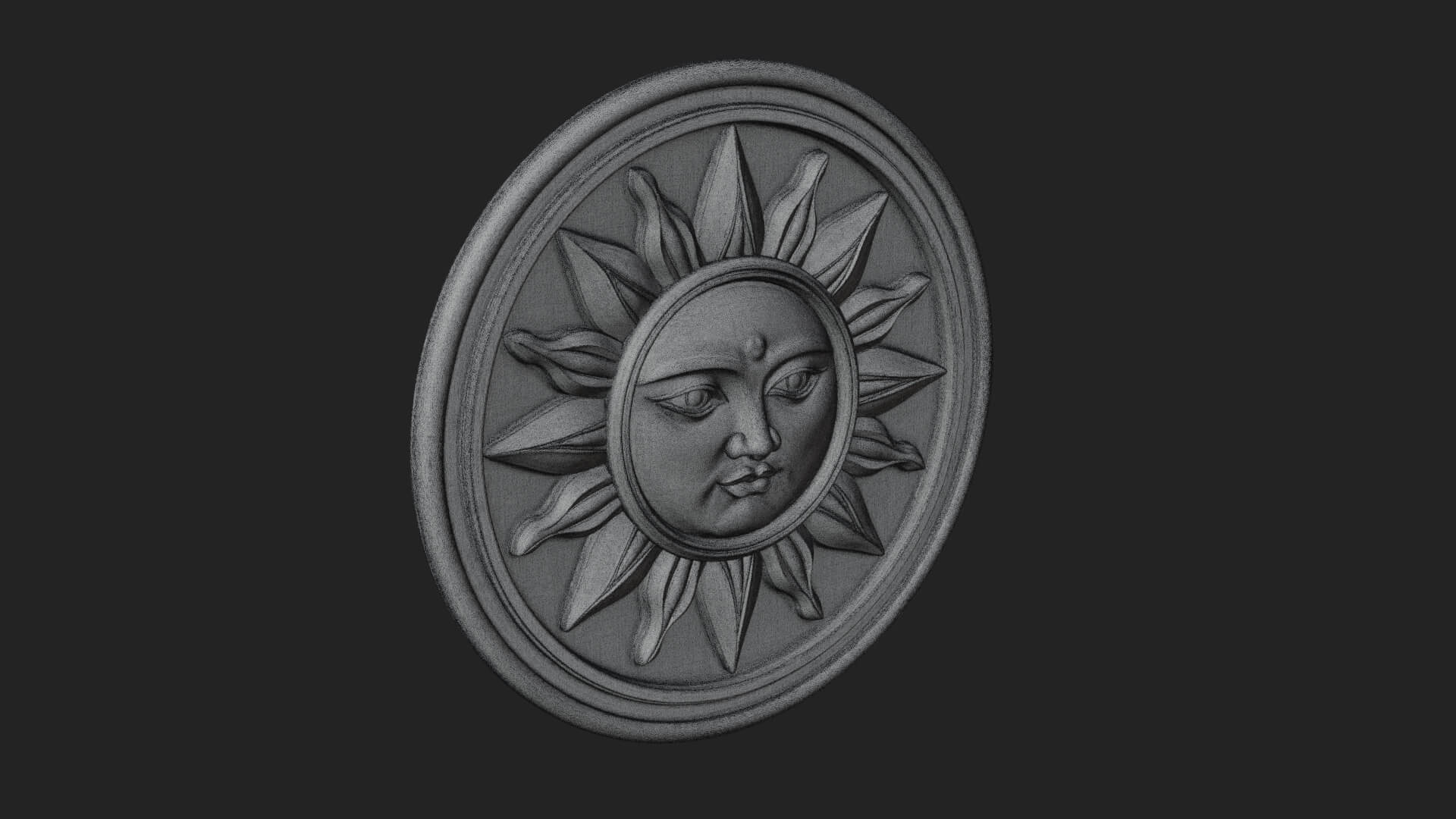 Smiling Sun Face Disc Plaque Design 4 3D Print Model 3D Model