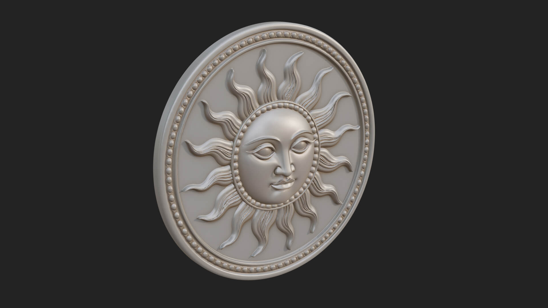 Smiling Sun Face Disc Plaque Design 5 3D Print Model 3D Model