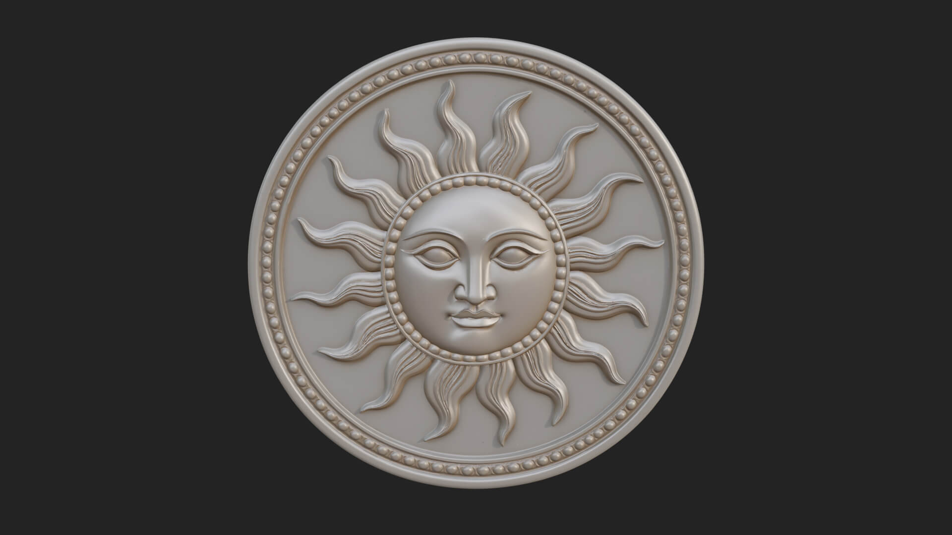 Smiling Sun Face Disc Plaque Design 5 3D Print Model 3D Model