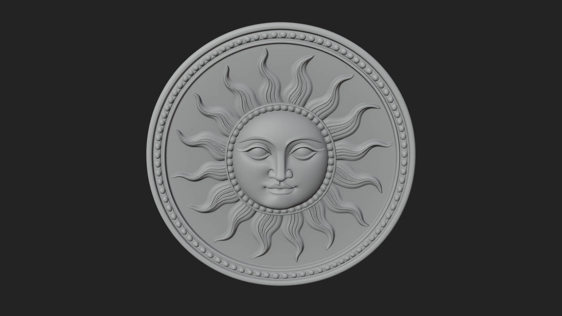 Smiling Sun Face Disc Plaque Design 5 3D Print Model 3D Model