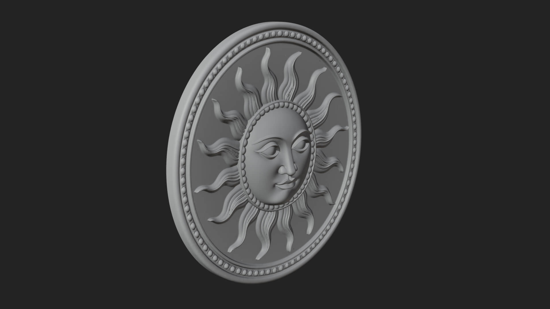 Smiling Sun Face Disc Plaque Design 5 3D Print Model 3D Model