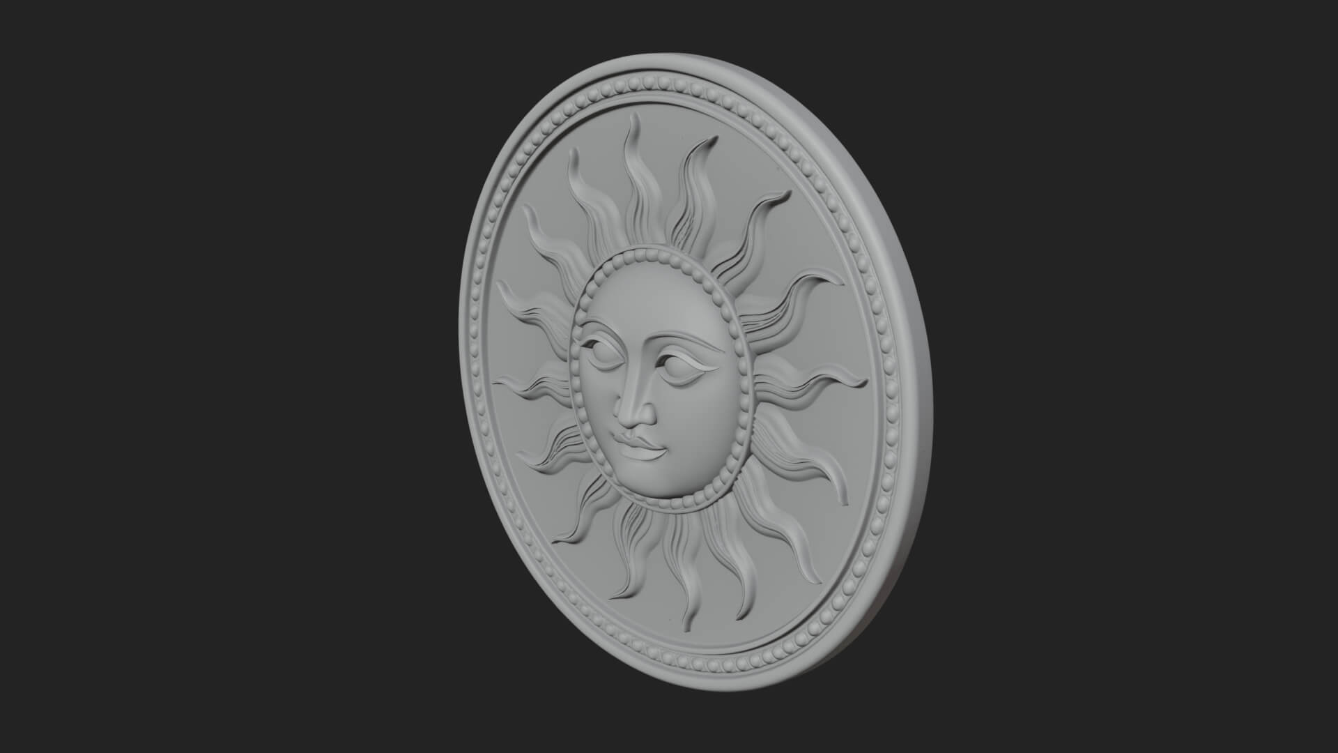 Smiling Sun Face Disc Plaque Design 5 3D Print Model 3D Model
