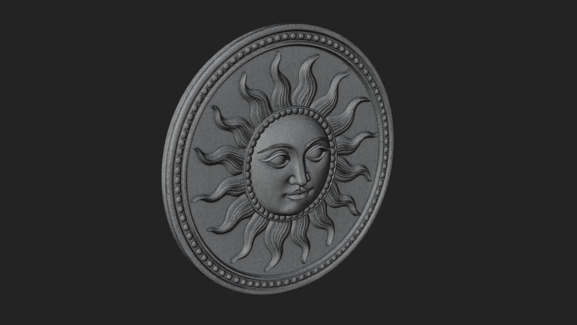 Smiling Sun Face Disc Plaque Design 5 3D Print Model 3D Model