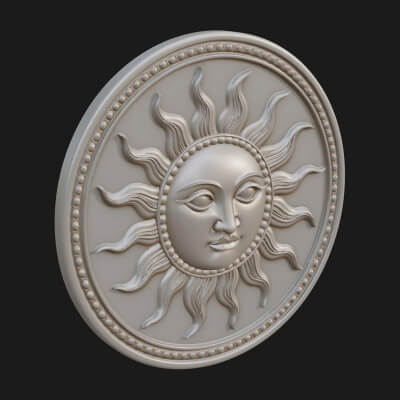 Smiling Sun Face Disc Plaque Design 5 3D Print Model