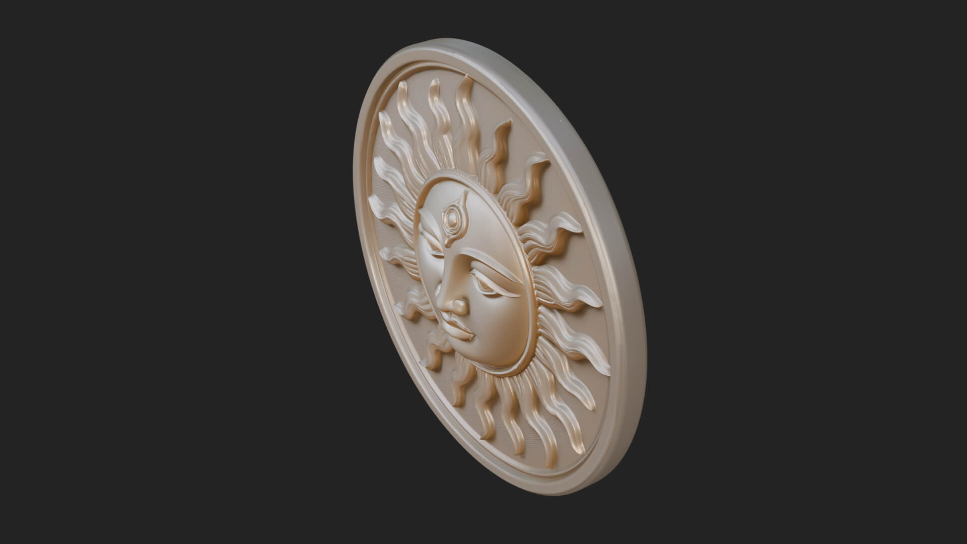 Smiling Sun Face Disc Plaque Design 6 3D Print Model 3D Model