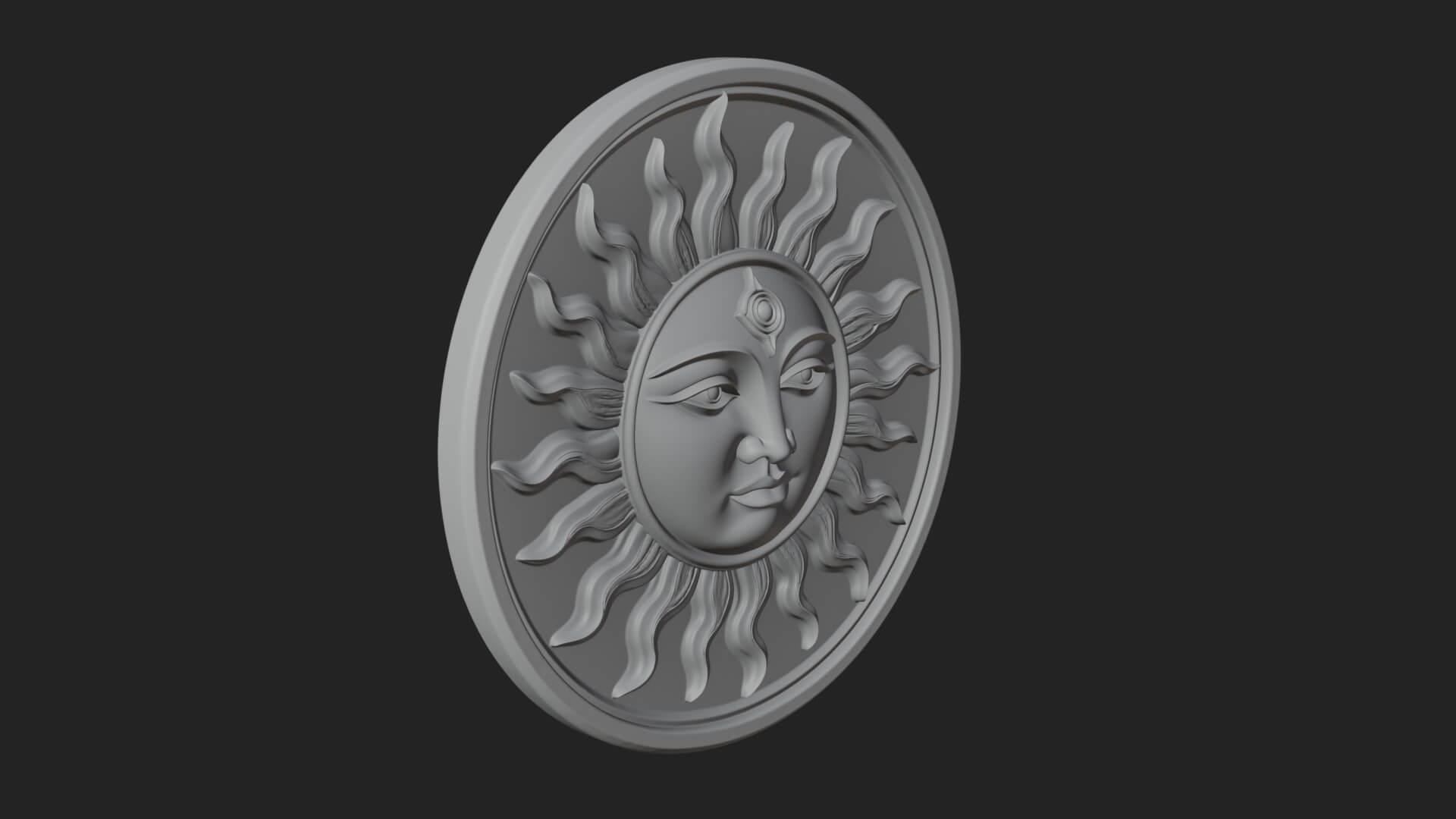 Smiling Sun Face Disc Plaque Design 6 3D Print Model 3D Model