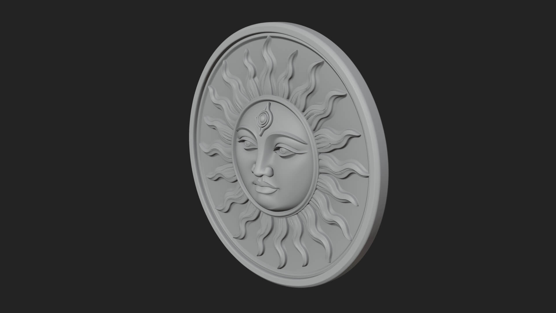 Smiling Sun Face Disc Plaque Design 6 3D Print Model 3D Model