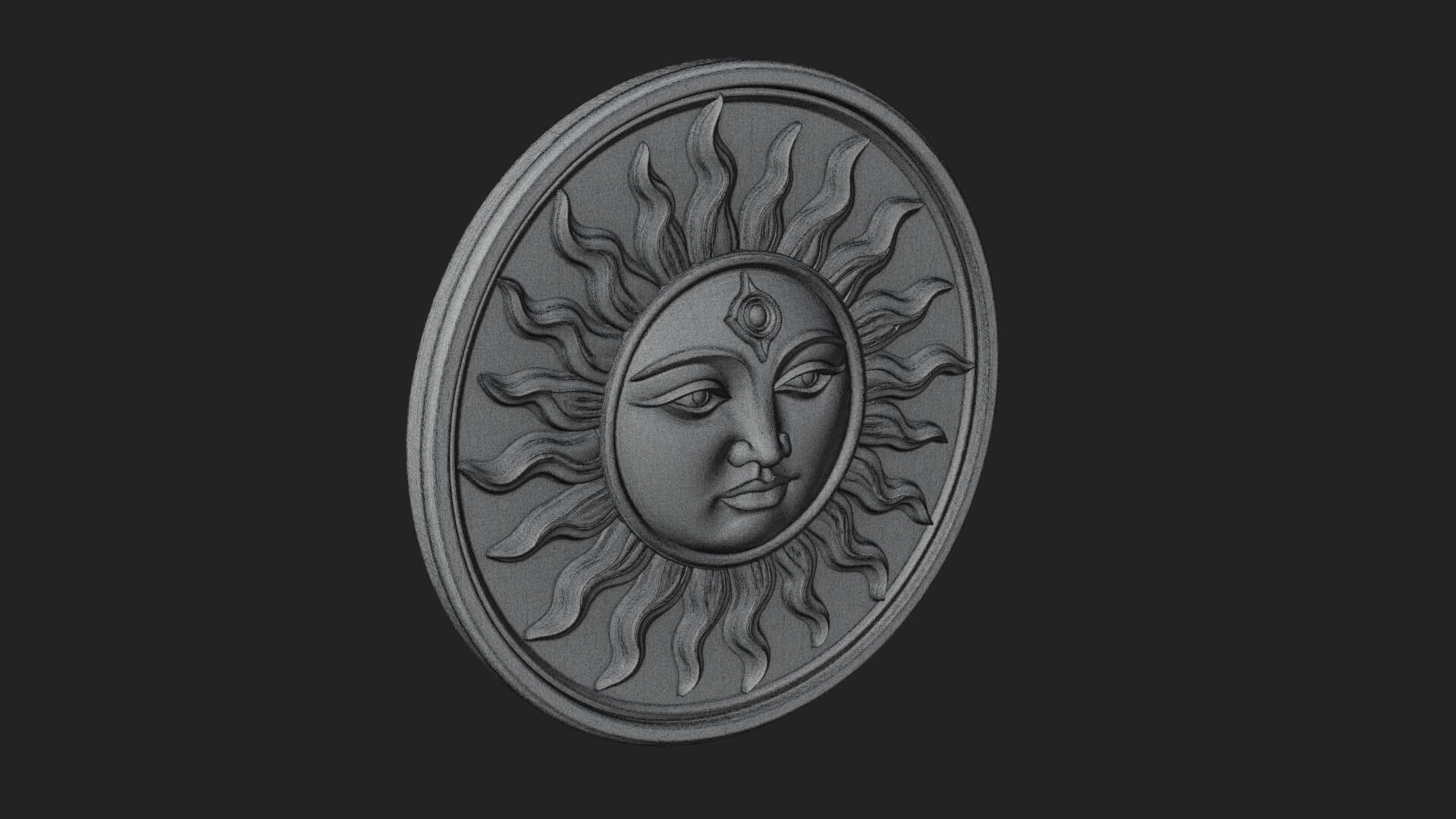 Smiling Sun Face Disc Plaque Design 6 3D Print Model 3D Model