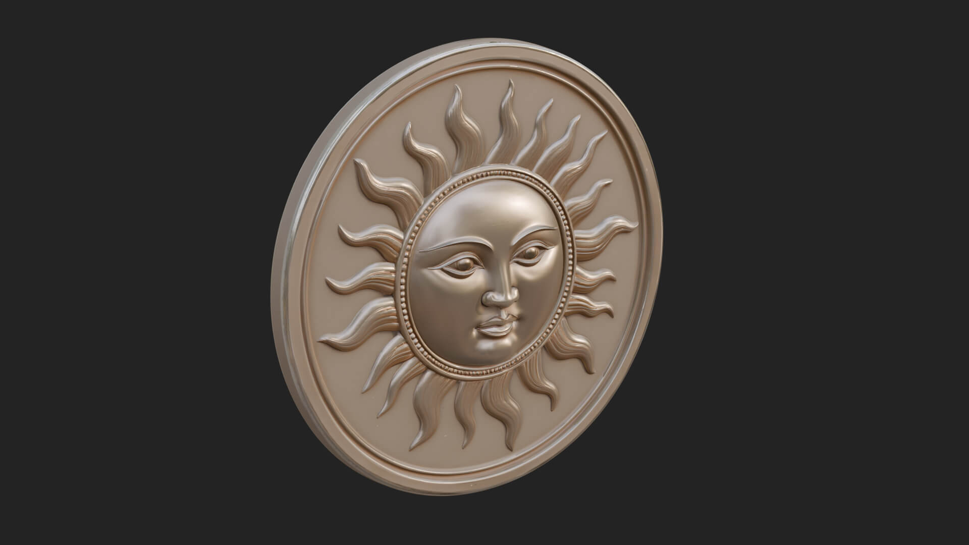 Smiling Sun Face Disc Plaque Design 7 3D Print Model 3D Model