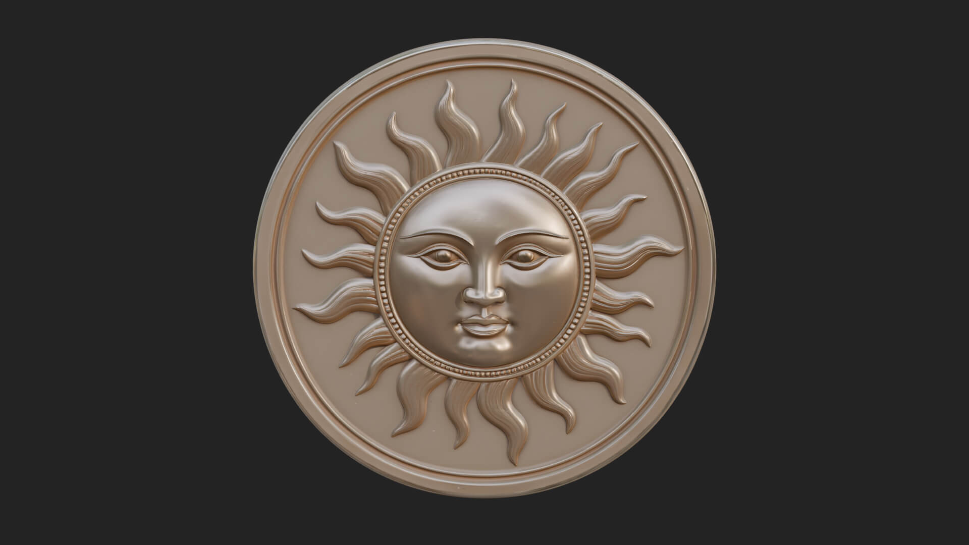 Smiling Sun Face Disc Plaque Design 7 3D Print Model 3D Model