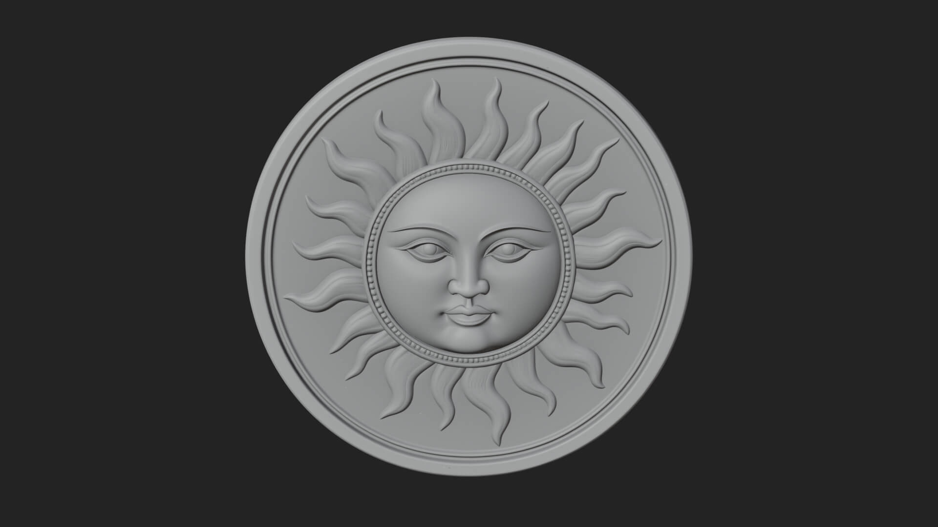 Smiling Sun Face Disc Plaque Design 7 3D Print Model 3D Model