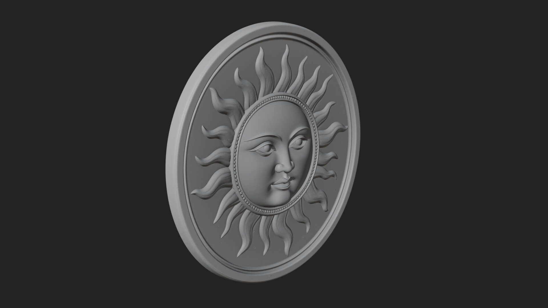 Smiling Sun Face Disc Plaque Design 7 3D Print Model 3D Model