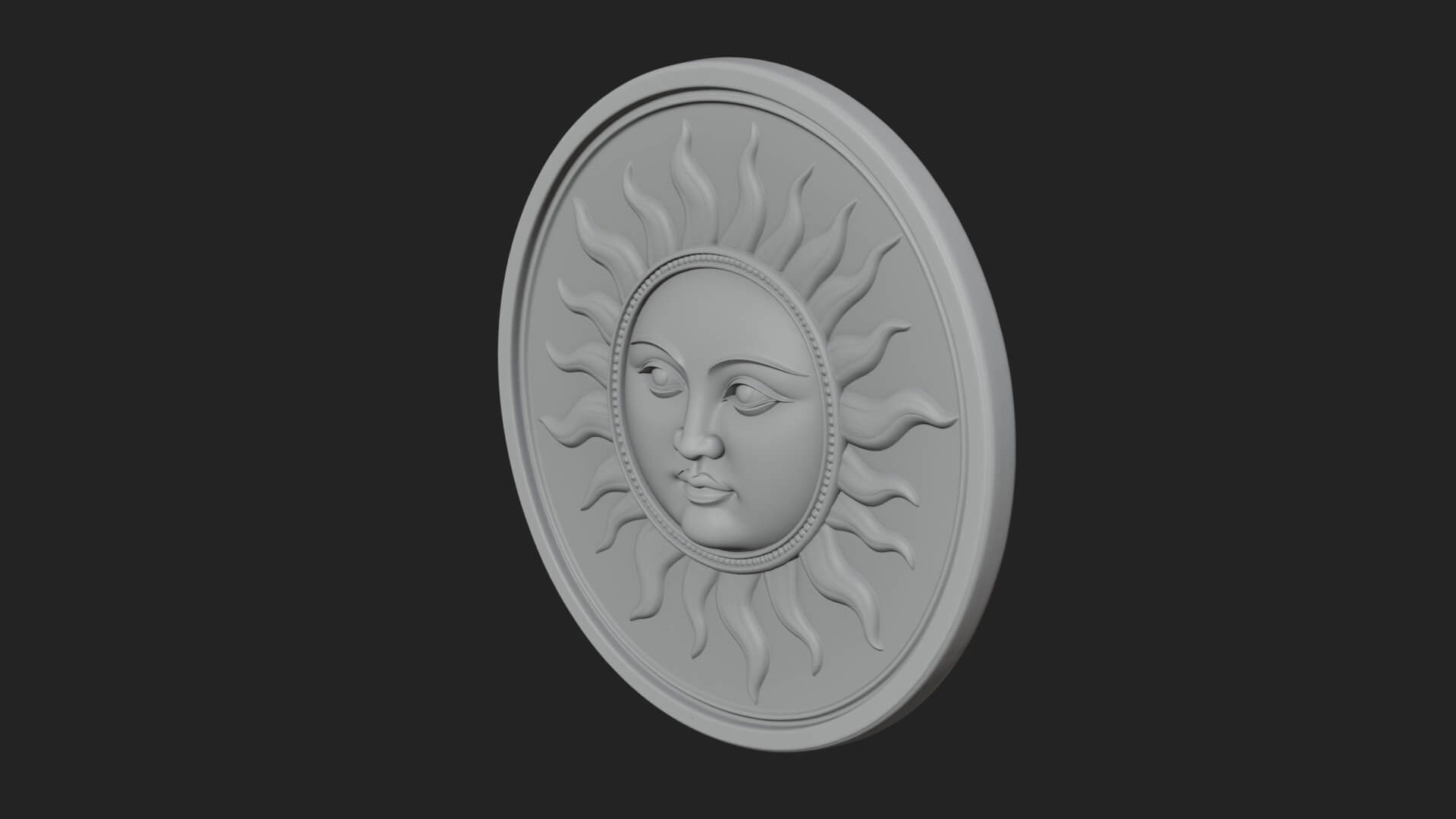 Smiling Sun Face Disc Plaque Design 7 3D Print Model 3D Model