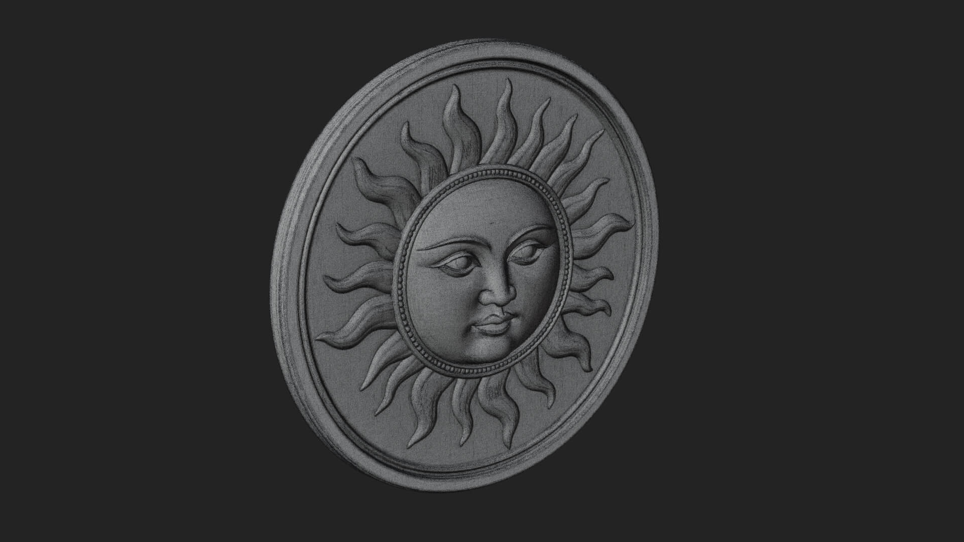 Smiling Sun Face Disc Plaque Design 7 3D Print Model 3D Model