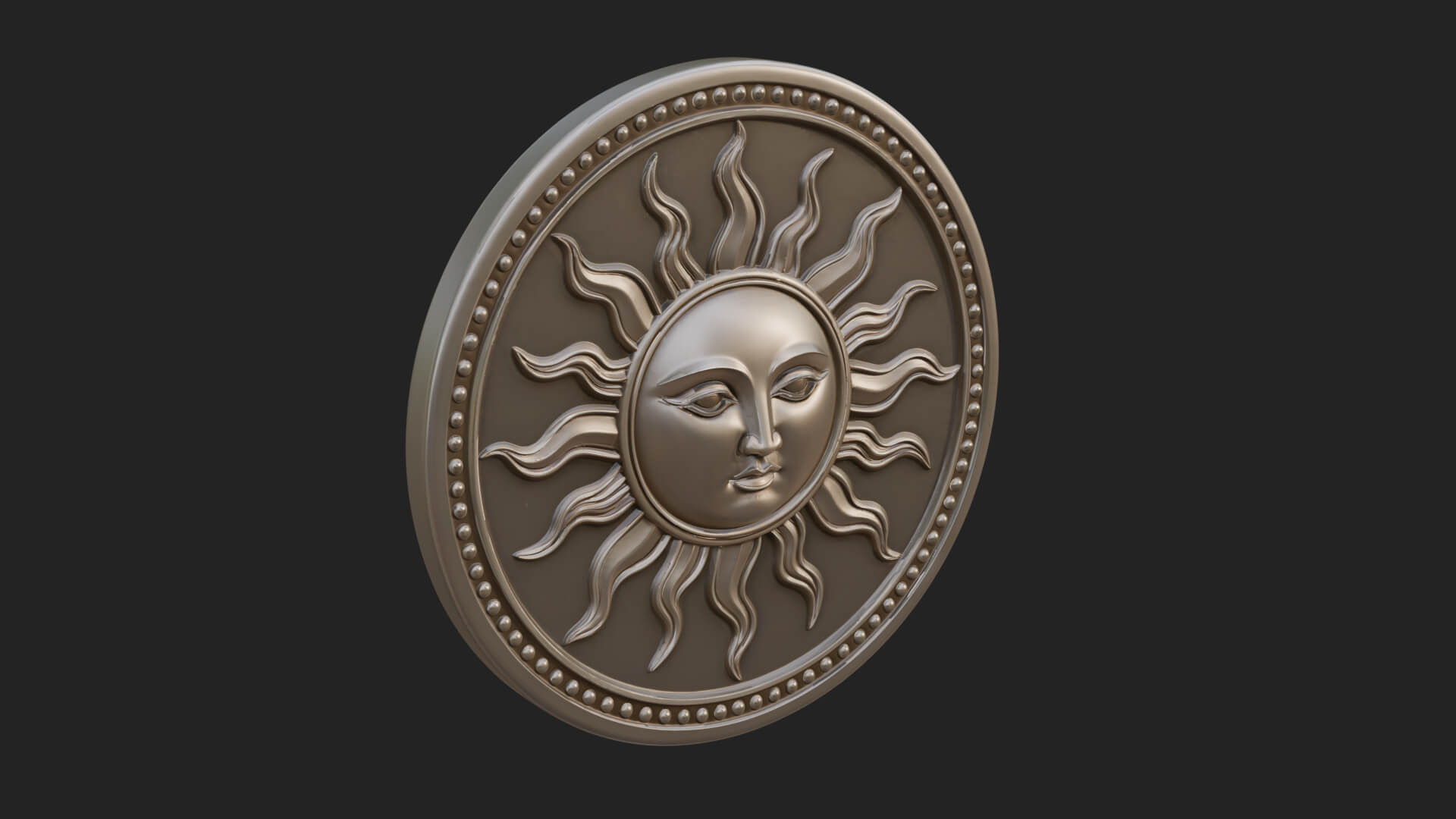 Smiling Sun Face Disc Plaque Design 8 3D Print Model 3D Model