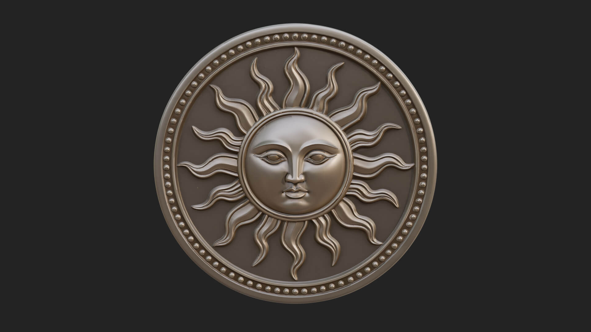 Smiling Sun Face Disc Plaque Design 8 3D Print Model 3D Model