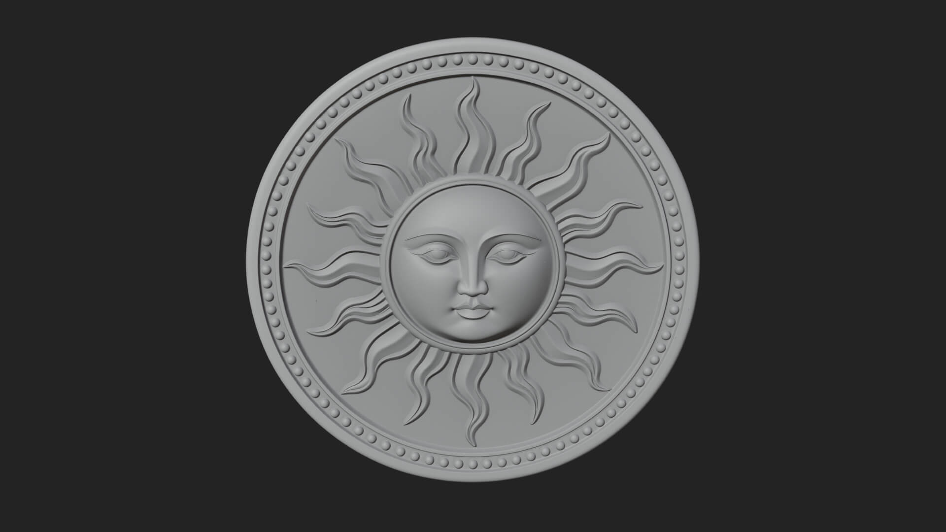 Smiling Sun Face Disc Plaque Design 8 3D Print Model 3D Model
