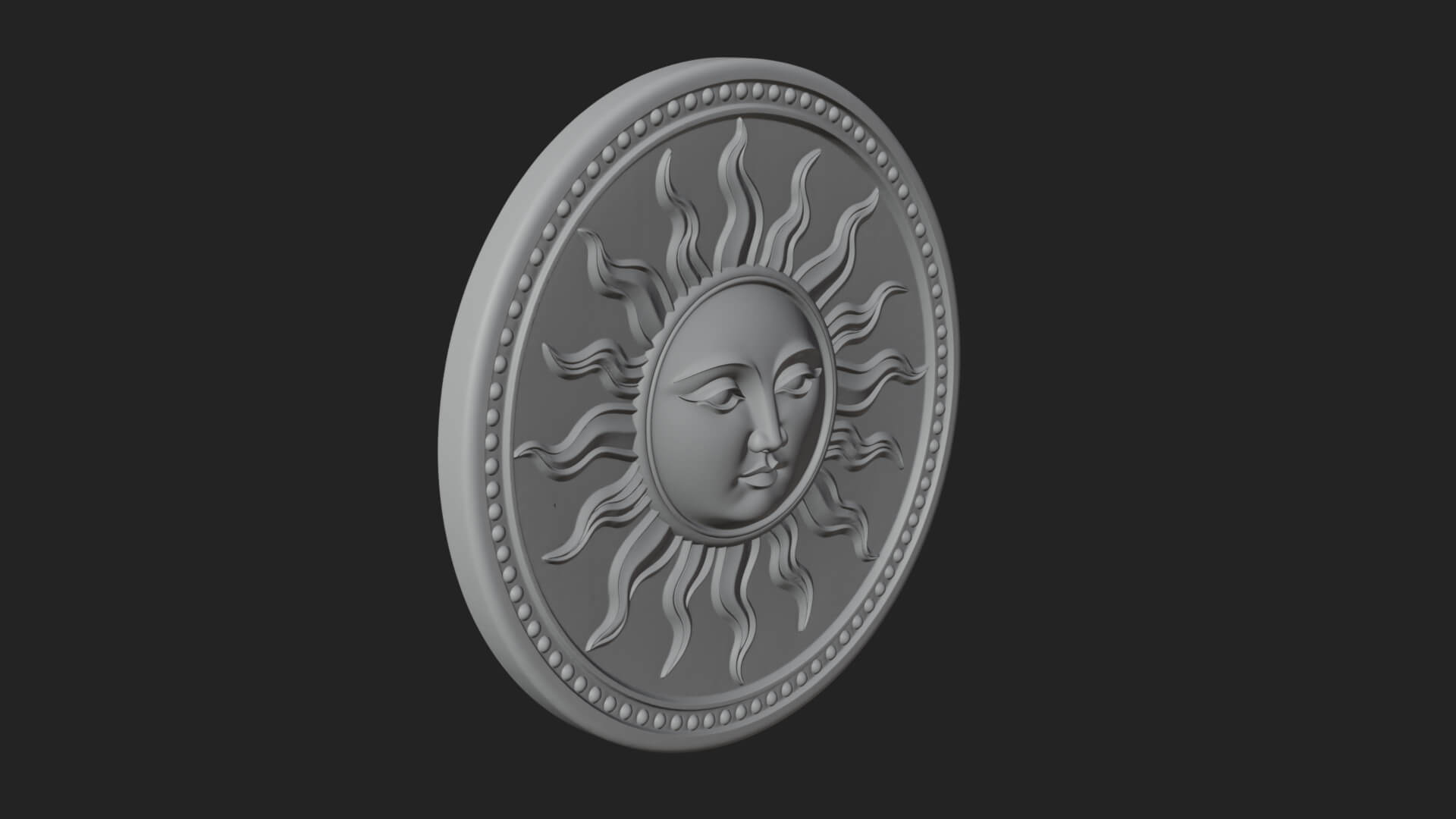 Smiling Sun Face Disc Plaque Design 8 3D Print Model 3D Model