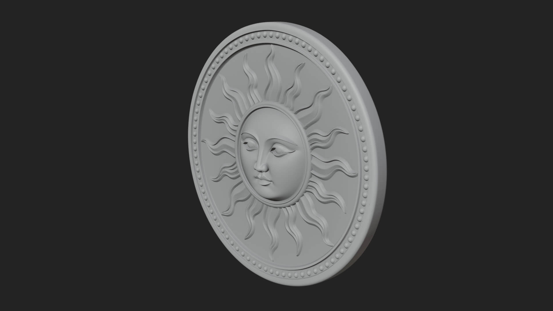Smiling Sun Face Disc Plaque Design 8 3D Print Model 3D Model
