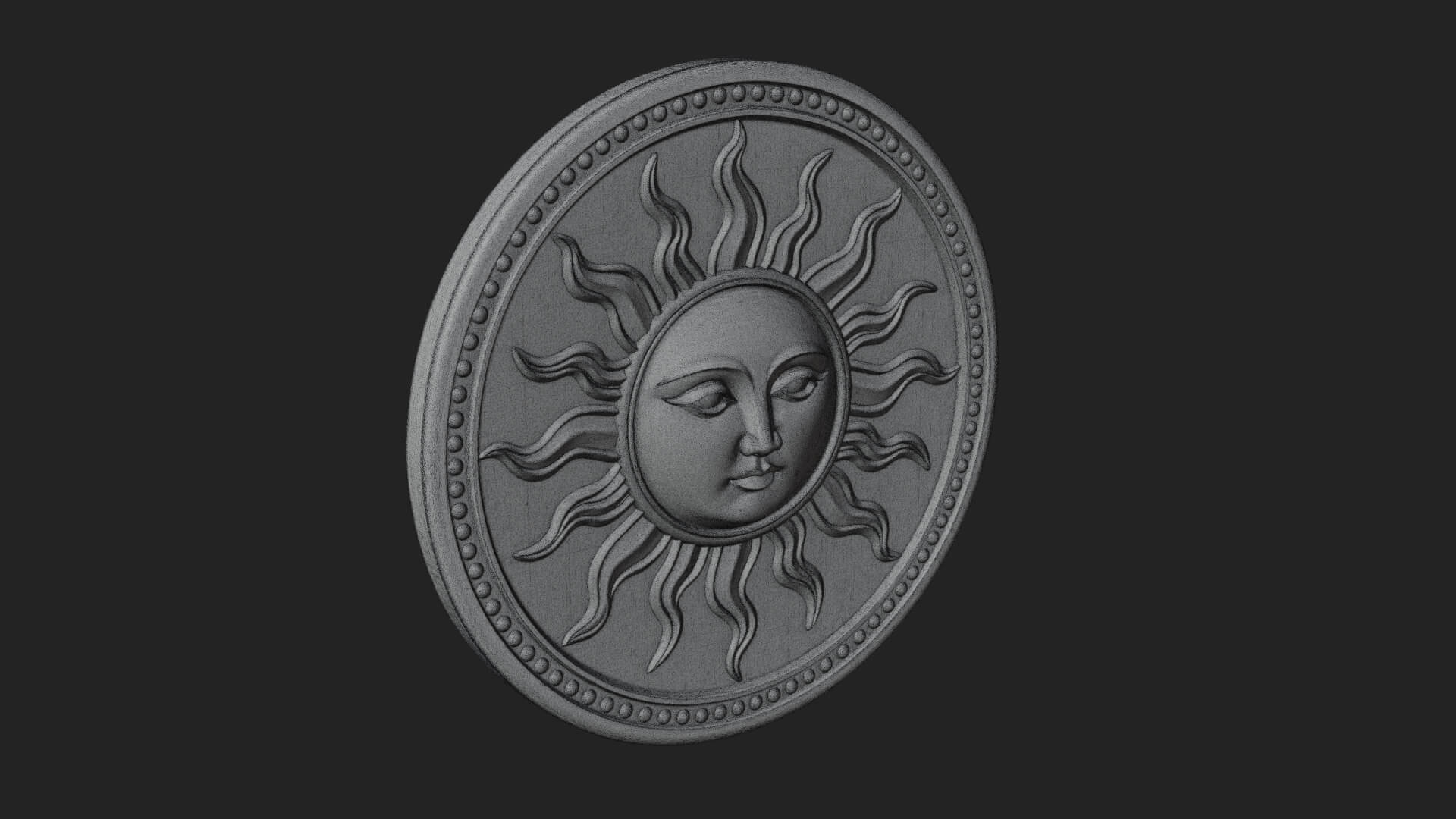 Smiling Sun Face Disc Plaque Design 8 3D Print Model 3D Model