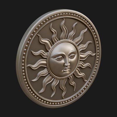 Smiling Sun Face Disc Plaque Design 8 3D Print Model