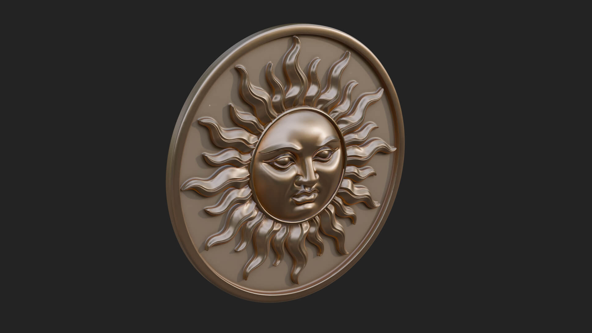 Smiling Sun Face Disc Plaque Design 9 3D Print Model 3D Model