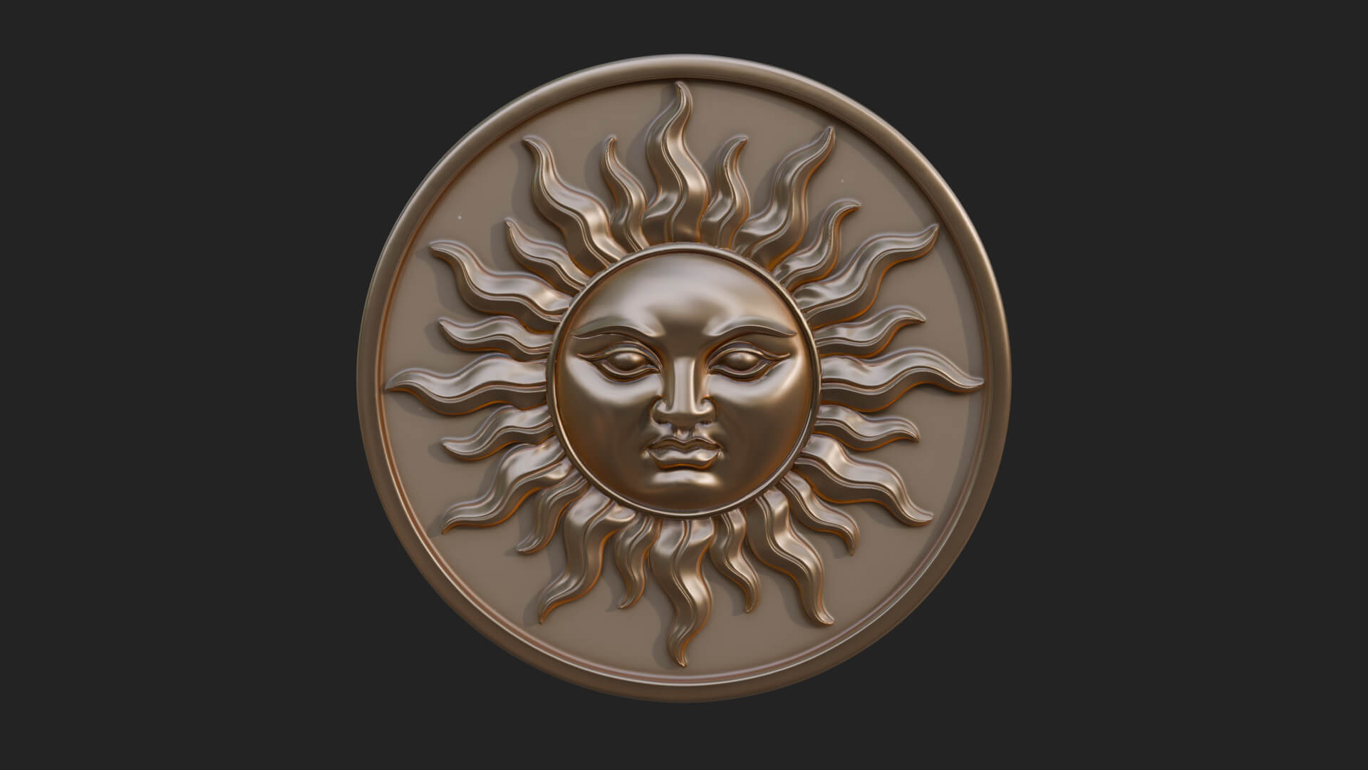 Smiling Sun Face Disc Plaque Design 9 3D Print Model 3D Model