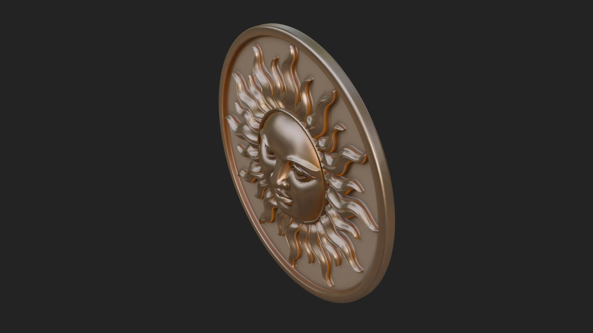 Smiling Sun Face Disc Plaque Design 9 3D Print Model 3D Model