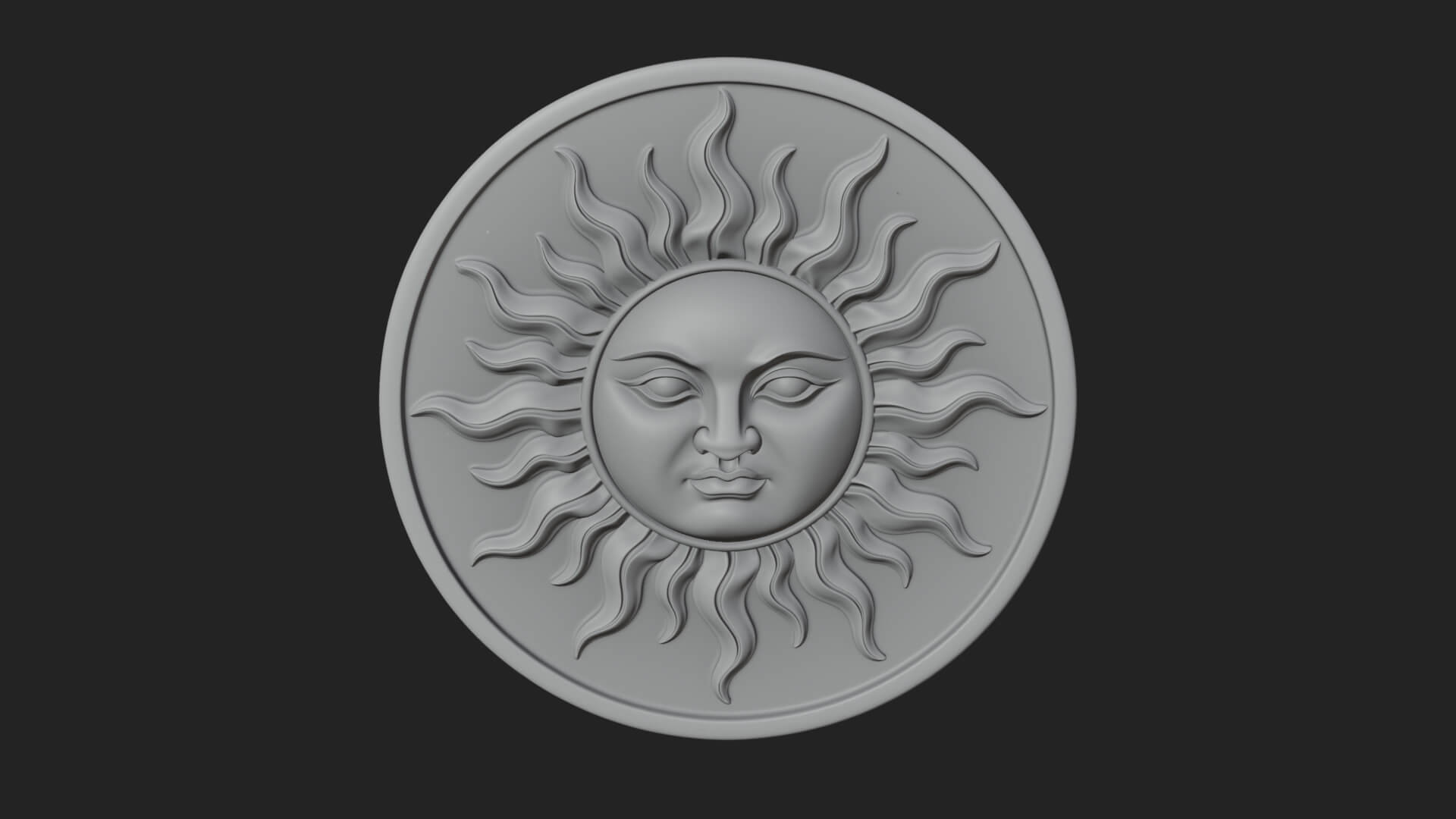 Smiling Sun Face Disc Plaque Design 9 3D Print Model 3D Model