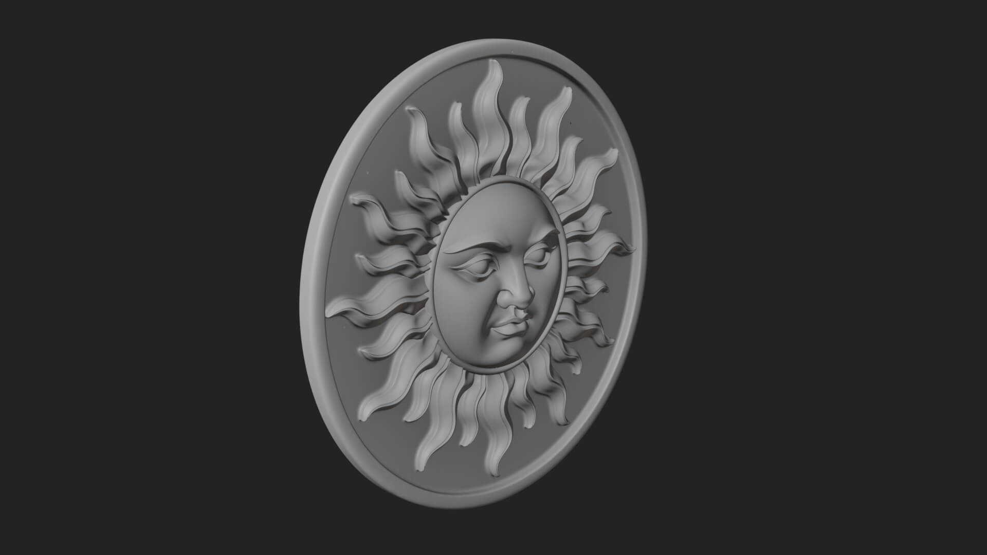 Smiling Sun Face Disc Plaque Design 9 3D Print Model 3D Model