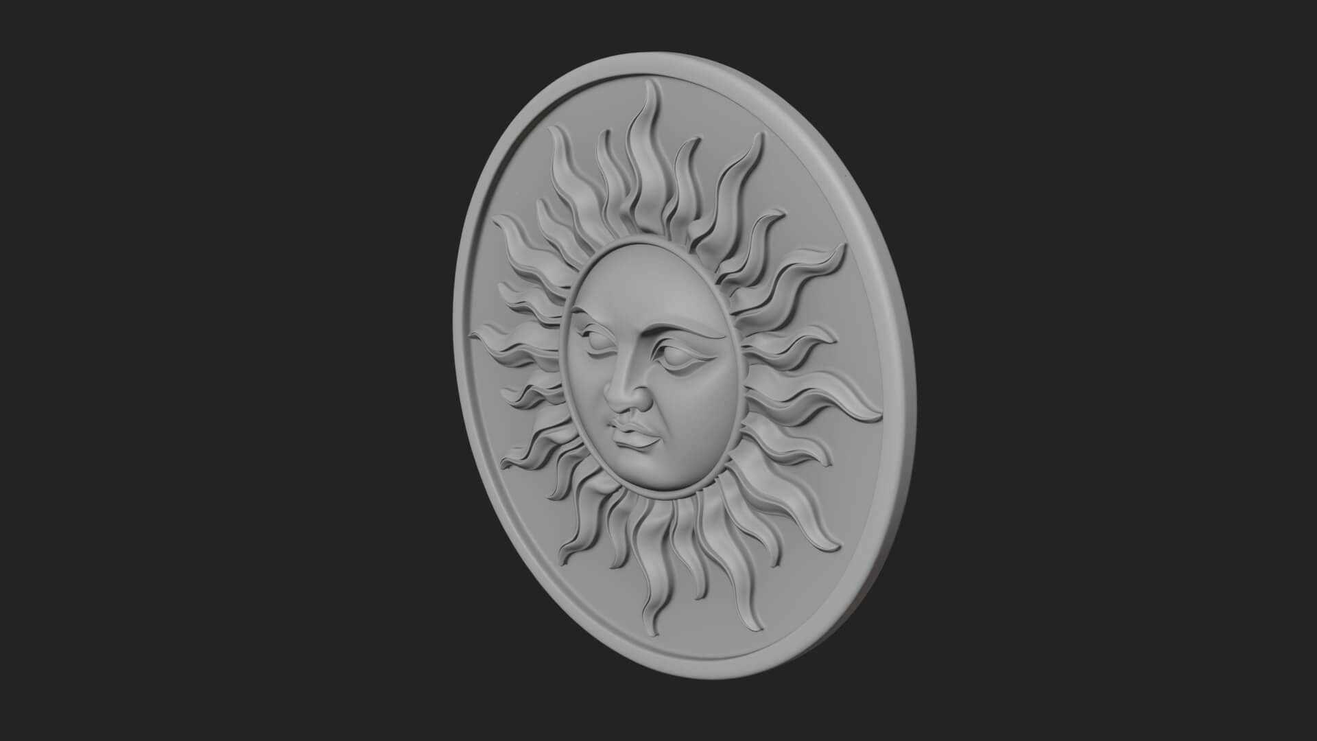 Smiling Sun Face Disc Plaque Design 9 3D Print Model 3D Model