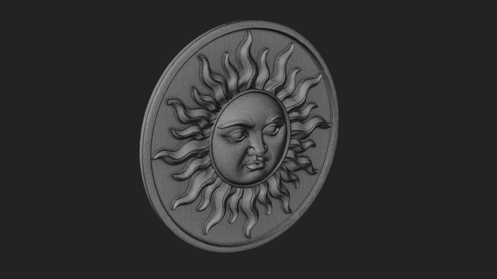 Smiling Sun Face Disc Plaque Design 9 3D Print Model 3D Model