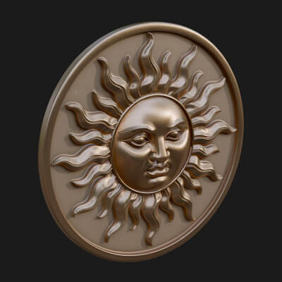 Smiling Sun Face Disc Plaque Design 9 3D Print Model