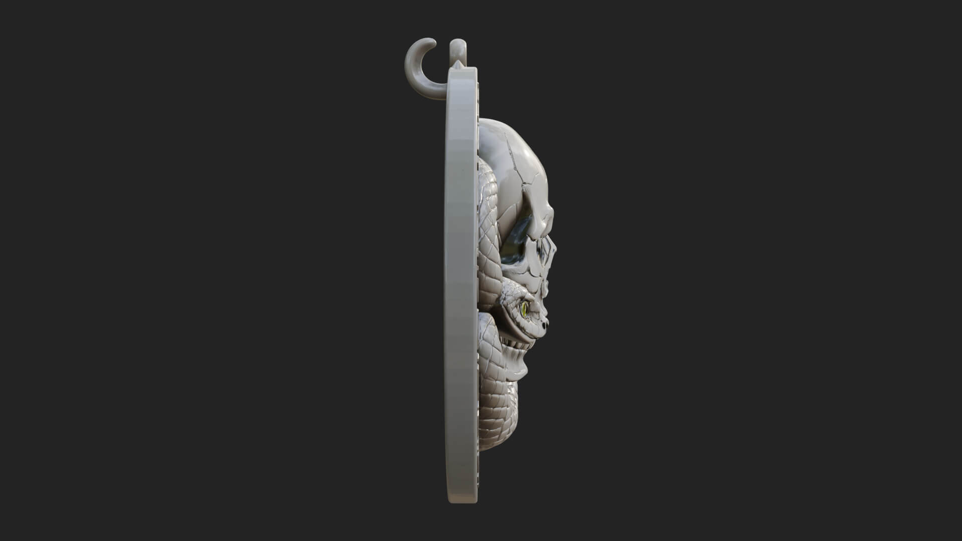 Snake Skull Oval Relief Plaque Design 1 3D Print Model 3D Model