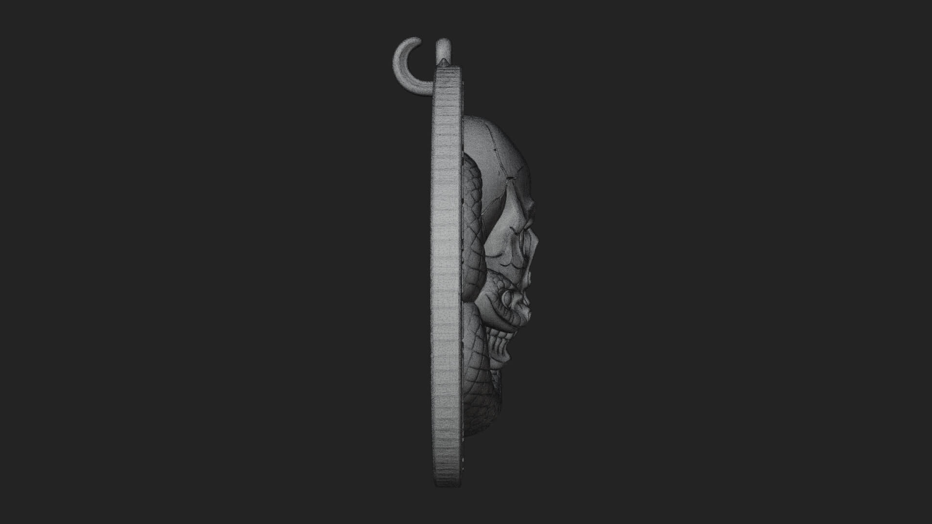 Snake Skull Oval Relief Plaque Design 1 3D Print Model 3D Model