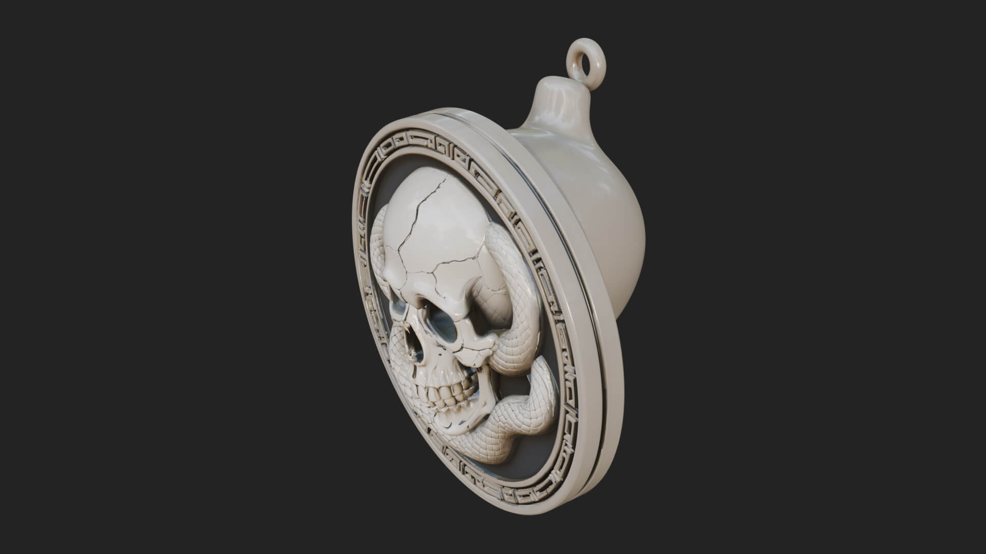 Snake Skull Oval Relief Plaque Design 2 3D Print Model 3D Model