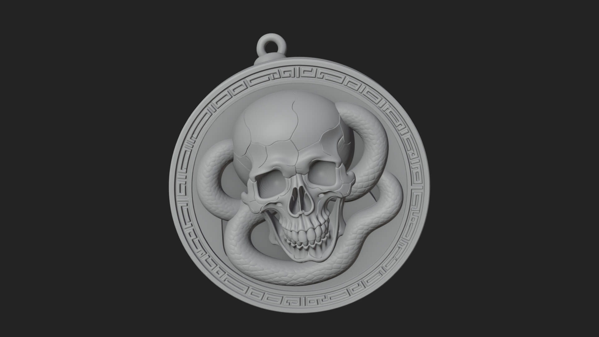 Snake Skull Oval Relief Plaque Design 2 3D Print Model 3D Model