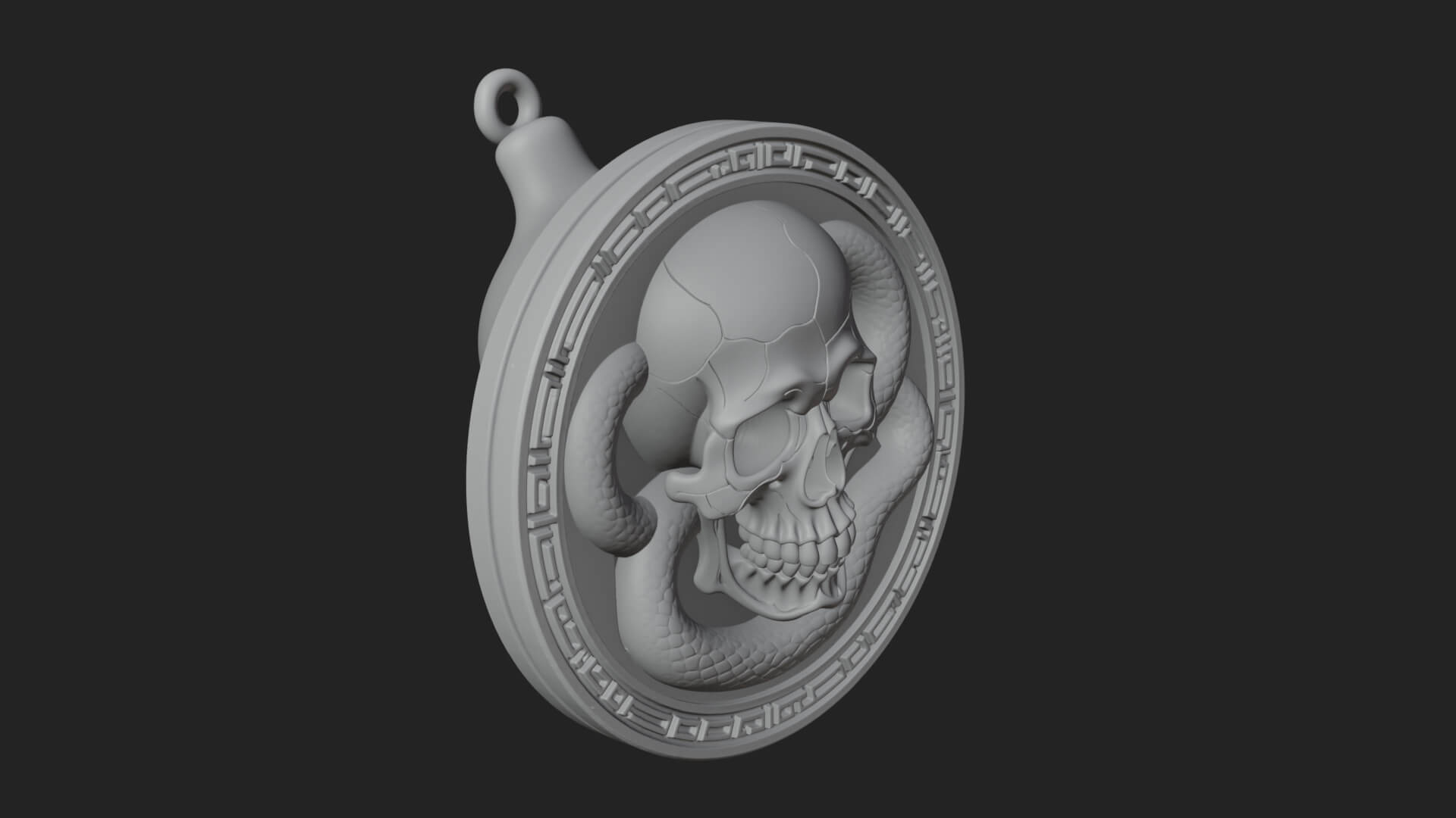 Snake Skull Oval Relief Plaque Design 2 3D Print Model 3D Model